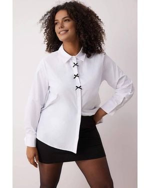 WOVCOR Contrast Detail Button Up Collared Woven Shirt - White