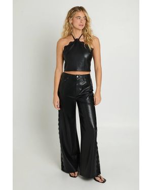 Nasty Gal Faux Leather Lace Trim Co-Ord Trousers - Black