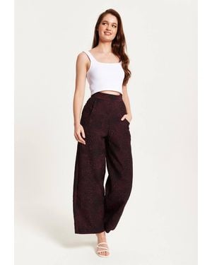 Liquorish Wine Wide Leg Trousers - Multicolour