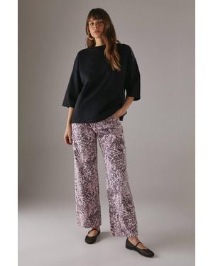 Warehouse Printed Denim Low Rise Dad Jeans - Multicolour