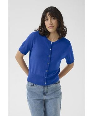 Kaffe Kalizza Short Sleeve Knit Cardigan - Blue
