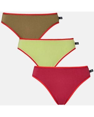 British Boxers Pack Of Three "Holly Berry" High Leg Knickers - Green
