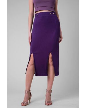Enorsia Crown Split Front Jersey Skirt - Purple