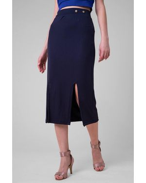 Enorsia Crown Split Front Jersey Skirt - Blue