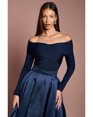 Coast Wrap Detail Bandage Bardot Top - Blue