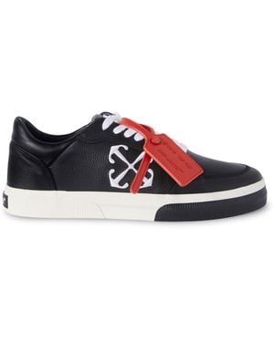 Off-White c/o Virgil Abloh Schwarz/Weißer Vulkanisierte Leder-Sneaker