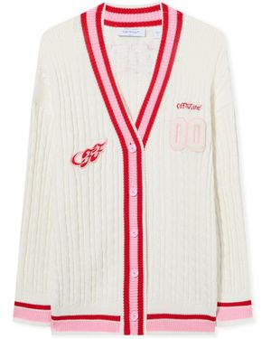 Off-White c/o Virgil Abloh College Patch Cable Knit Cardigan - Weiß