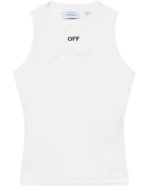 Off-White c/o Virgil Abloh Off Stamp Ribbed Round Tank Top - Weiß