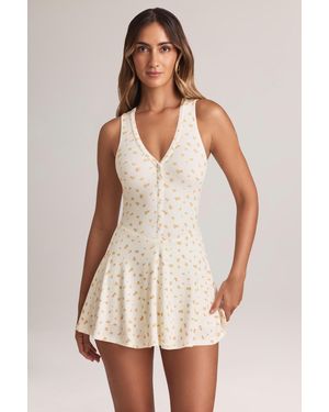 Oh Polly Modal Button-Detail A-Line Mini Dress - White