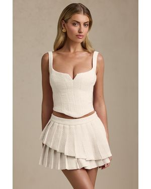 Oh Polly Layered Pleated Low-Rise Mini Skirt - White