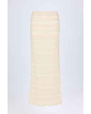 Oh Polly Ruffled Mid-Rise Maxi Skirt - White