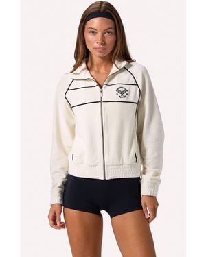 BO+TEE Terry Towelling Zip-Up Cropped Sweatshirt - White