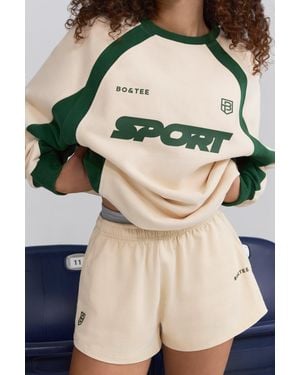 BO+TEE Soft Cotton Jersey Elasticated Mini Shorts - Natural