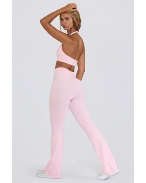 BO+TEE Brushed Jersey Ruched Flared Trousers - Pink