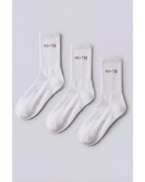 BO+TEE Ribbed Half-Crew 3-Pack Socks - Pink