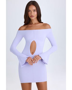 Oh Polly Off-Shoulder Cut-Out Mini Dress - Purple