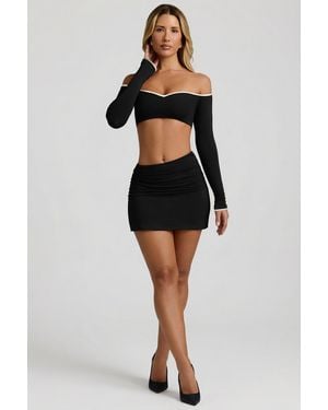 Oh Polly Modal Asymmetric-Waist Mini Skirt - Black