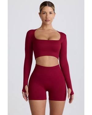 BO+TEE Super Sculpt Seamless Long-Sleeve Crop Top - Red