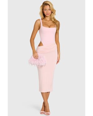Oh Polly Bodice Draped Midi Dress - Pink