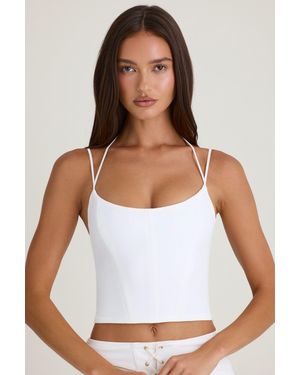 Oh Polly Strappy Halterneck Corset Top - White