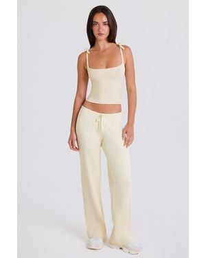 BO+TEE Ribbed Knit Wide-Leg Joggers - White