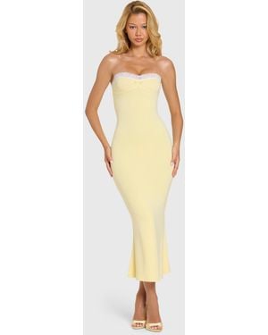 Oh Polly Modal Lace-Trim Midaxi Dress - Yellow