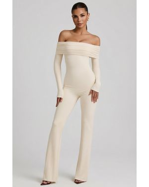 Oh Polly Modal Off-Shoulder Ruched Jumpsuit - White