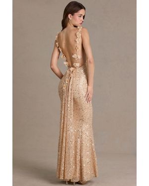 Oh Polly Embellished Open-Back Maxi Dress - Metallic