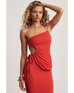 Oh Polly Textured Jersey One-Shoulder Top