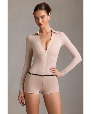 Oh Polly Long-Sleeve Playsuit - Natural