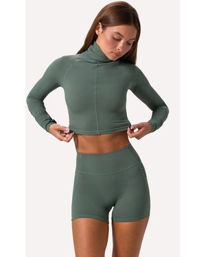 BO+TEE Soft Active Turtleneck Crop Top - Green