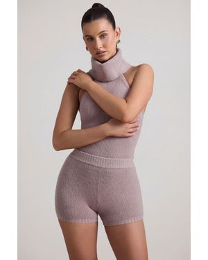 Oh Polly Ribbed-Knit Shorts - Natural
