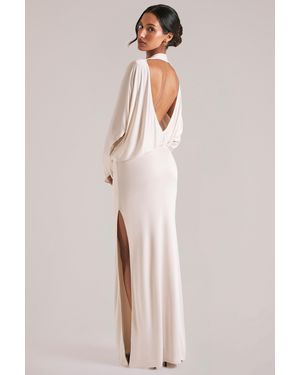 Oh Polly Long-Sleeve Draped Maxi Dress - White