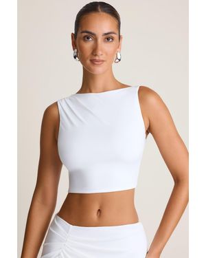 Oh Polly Draped Open-Back Tank Top - White