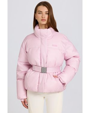 BO+TEE Waterproof Belted Oversized Ski Jacket - Pink