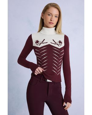 BO+TEE Knit Long-Sleeve Fitted Top - Red
