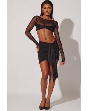 Oh Polly Asymmetric Draped Mini Skirt - Black