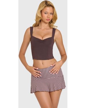 Oh Polly Modal Cap-Sleeve Top - Brown