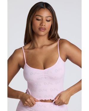 Oh Polly Strappy Ruched Pointelle Crop Top - Pink