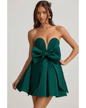 Oh Polly Bow-Detail Corset Mini Dress - Green
