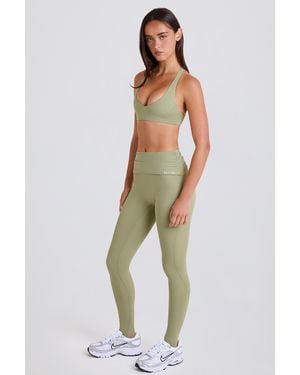 BO+TEE Foldover Mid-Rise Stirrup Leggings - Green