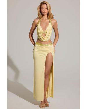 Oh Polly Embellished Low-Rise Maxi Skirt - Yellow