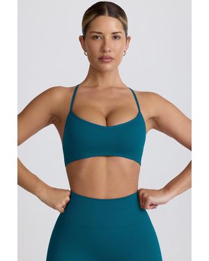 BO+TEE Super Sculpt Seamless Cross-Back Sports Bra - Blue
