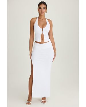 Oh Polly Ruched Maxi Skirt - White