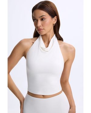 Oh Polly Modal Cowl-Neck Open-Back Top - White