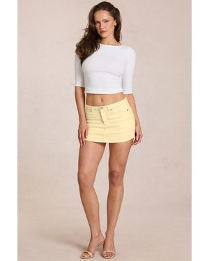 Oh Polly Denim Low-Rise Skort - Yellow