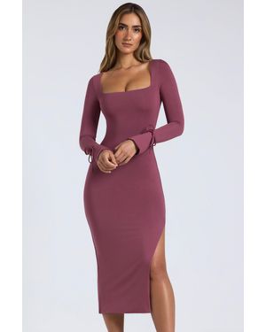 Oh Polly Modal Square-Neck Midaxi Dress - Purple