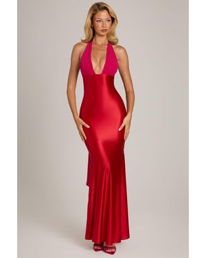 Oh Polly Satin Jersey Maxi Dress - Red