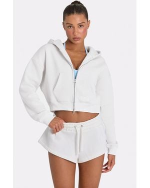 BO+TEE Oversized Zip-Up Hoodie - White