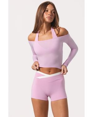 BO+TEE Soft Jersey Off-Shoulder Top - Pink